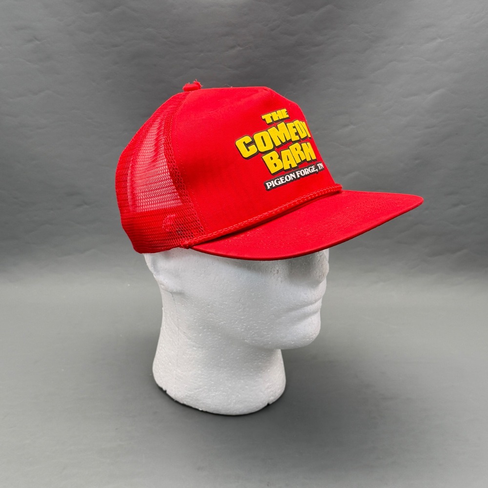 Vintage The Comedy Barn Pigeon Forge Tennessee Red Trucker Hat Snapback Rope Cap